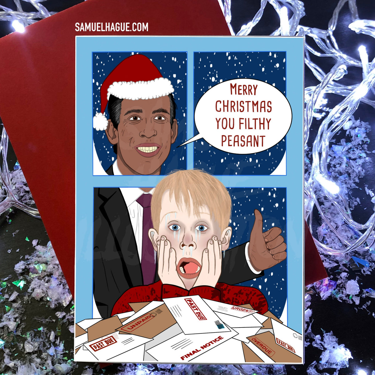 Rishi Sunak Home Alone - Christmas Card – Samuel Hague Illustration