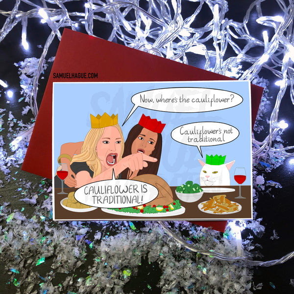 Peep Show / Lady screaming at cat meme - Christmas Card